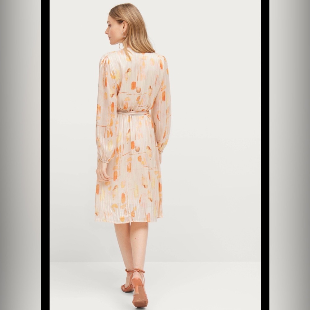 Saint Tropez Elegant Orange Gold Patterned Wrap Dress Size Small New with Tag - Picture 2 of 14